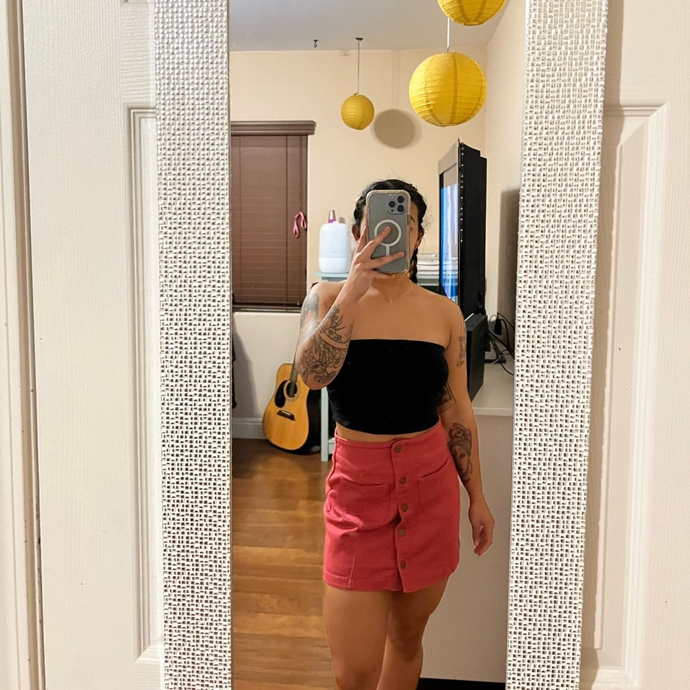Coral Denim Skirt